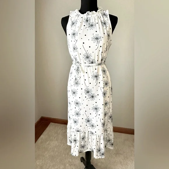 Cato | Dresses | Cato C Est 946 Whitelight Blue Daisy Print Belted Highlow  Sheath Dress S | Poshmark